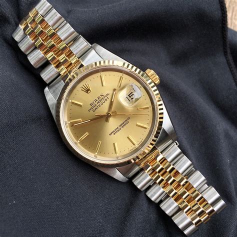 rolex oyster perpetual datejust two tone roman dial watch 16233|Rolex Datejust 16233 day night.